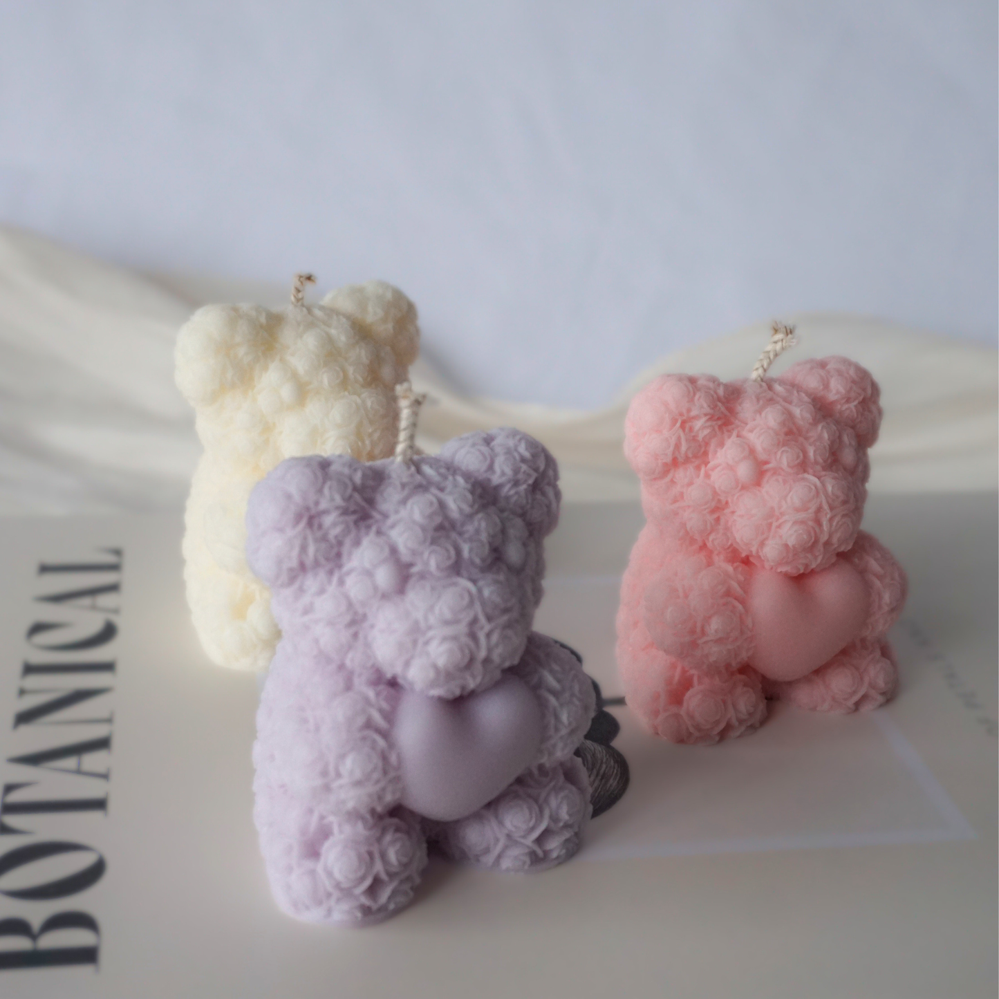 Rosen-Teddy Kerze mit Herz petite
