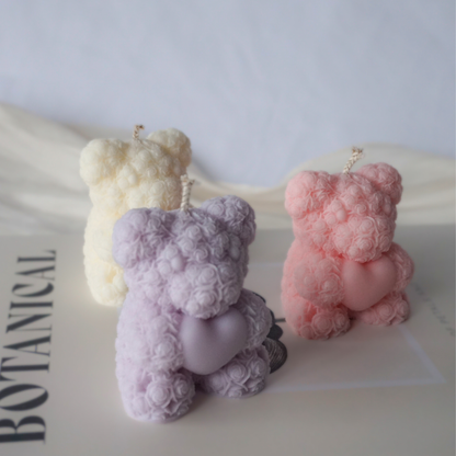 Rosen-Teddy Kerze mit Herz petite