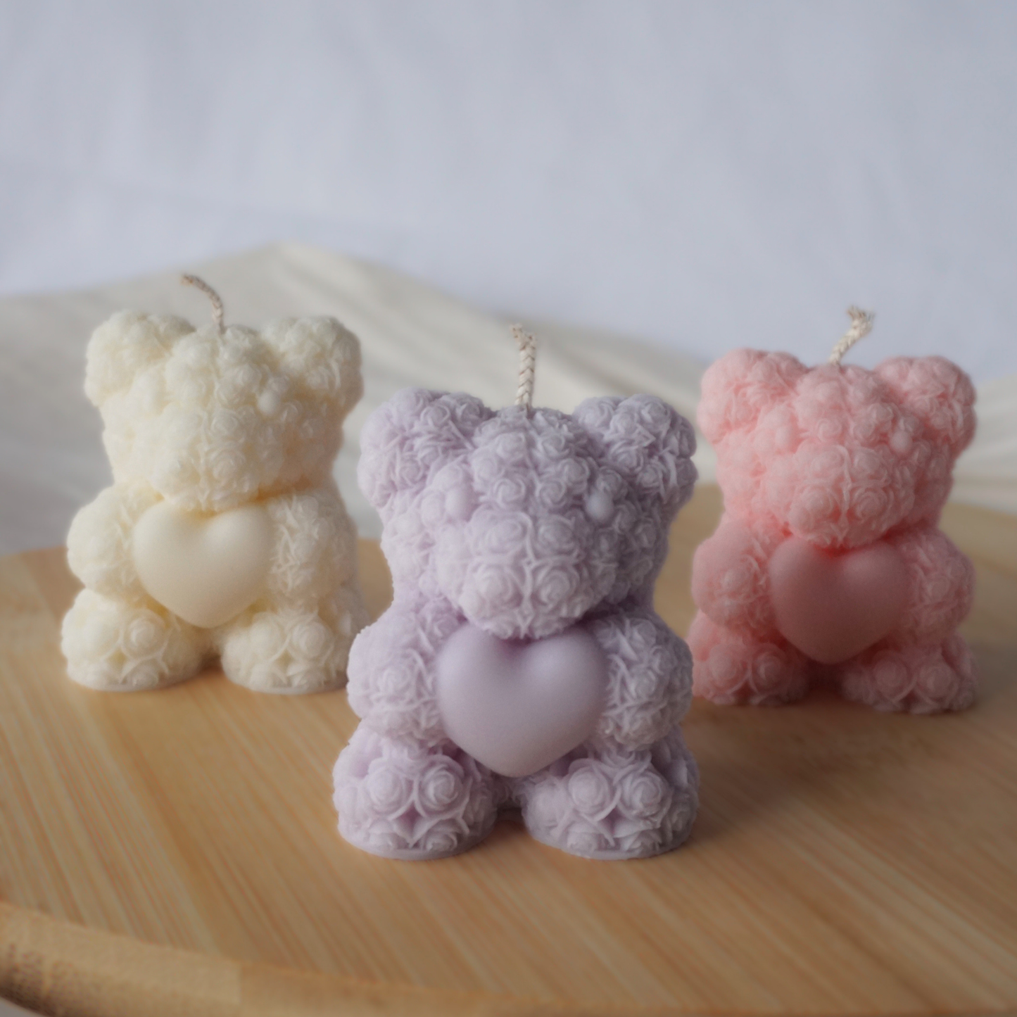 Rosen-Teddy Kerze mit Herz petite